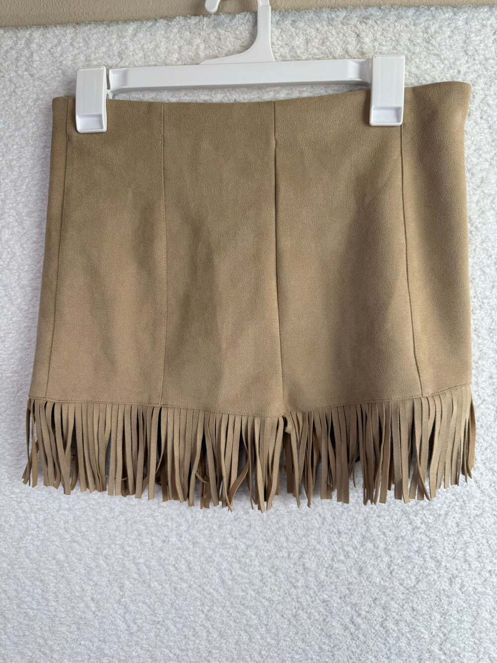 Forever 21 fringe suede tan skirt womens size med country western chic